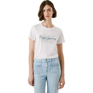 Pepe Jeansvoor vrouwen. PL5000049 Bero T-shirt blauw (L), Casual, Katoen, Korte mouwen