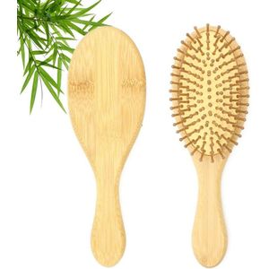 Brenzoos - Natuurlijke Bamboe Haarborstel voor Hoofdhuidverzorging - Antistatische Houten Borstel voor Alle Haartypes - Vrouwen, Mannen en Kinderen - Ovaal Design
