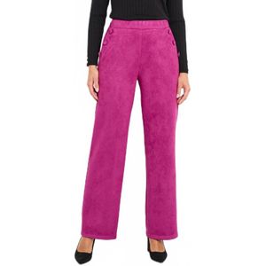 Rechte broek met elastische tailleband van suède stof