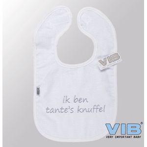 VIB® - Slabbetje Luxe velours - Ik ben tante's knuffel (Wit) - Babykleertjes - Baby cadeau