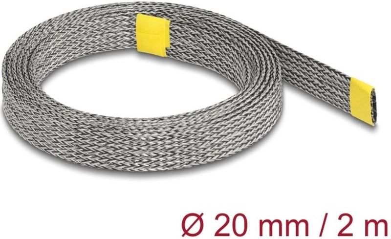 Delock - Gevlochten Mouwen - Lasbescherming - Zwart - Polyester/Koper - 2 m