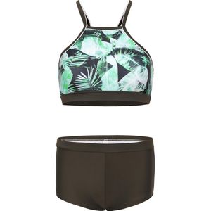 Bikini hipster broekje en cro top met racerback - Palm leaf 128-134