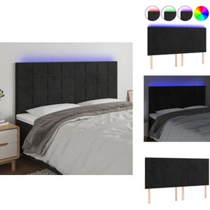 vidaXL Hoofdbord - Hoofdborden - Hoofdeinde - Houten Hoofdbord - Hoofdbord LED 160x5x118/128 cm fluweel zwart