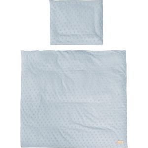 Babybeddengoed, 80 x 80 cm, 2-delige beddengoedset, biologisch katoen, GOTS en Oeko-Tex 100 gecertificeerd, lichtblauw / hemels