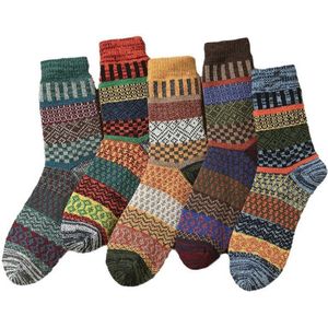 Warme Sokken - Huissokken - Set van 5 paar - Dames/Heren - Warme Winter Sokken set - Thuissokken - Verwarmde sokken - Dikke Sokken - Slofsokken - Vintage Winter Sokken - Fluffy Sokken - maat 40-46