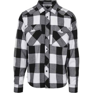 Flanel Checked Overhemd met borstzakken Black/White - 4XL