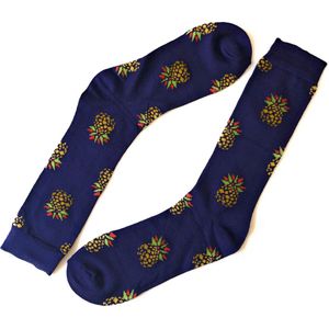 Hipperboo® 3 Paar Bamboe Sokken | Maat 41-46 | Heren sokken | Donkerblauw | Bamboe Kousen | Ananas Sokken