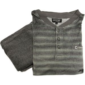 Velours heren pyjama - winter - grijs groen gestreept - maat L
