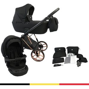 P'tit Chou Novara Black Roze Gold - Complete 2 in 1 Kinderwagen set - Buggy + Incl. Accessoires & Maxi-Cosi adapters