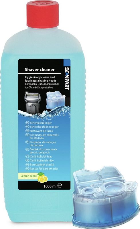 Scanpart - Scheerhoofdenreiniger Set - Navulvloeistof - 1 Liter - Voor Braun Clean&Renew