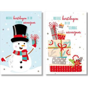 MGPcards - 2 doosjes à 10 Luxe dubbele wenskaarten - Kerst - Foliebewerking - Witte envelop - 10.5 x 16 cm - 2 Motieven per doosje