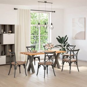vidaXL Eettafel met natuurlijke rand massief eikenhout rechthoekig - Eettafel - Eettafels - Eetkamertafel - Keukentafel