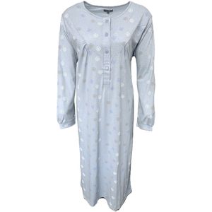 Cocodream - Klassieke lange mouw nachthemd dames - Lang model - Katoen - Blauw - Maat XXL