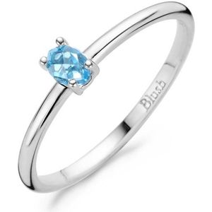 Blush - 14 Karaat Witgouden Ring - Blauw - Dames Ring