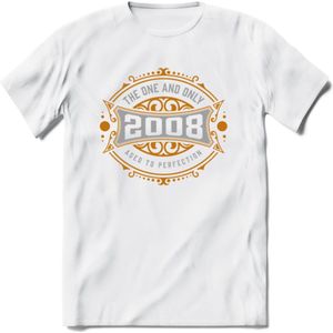 2008 The One And Only T-Shirt | Goud - Zilver | Grappig Verjaardag  En  Feest Cadeau | Dames - Heren | - Wit - 3XL