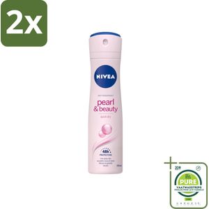 NIVEA – Deodorant Spray – Pearl & Beauty – 150 ml - Voordeelverpakking - 2 stuks - Deodorant spray - Okselhuid verzorging