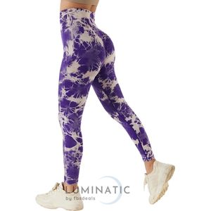 Yoga Legging - Fitness Legging - Sportlegging Dames - Tie Dye - High Waist Legging - Yoga Kleding Dames - Yoga Broek Dames - Sportkleding Dames - Sportbroek Dames - Legging & Shapewear Dames | Luminatic® | Paars | S