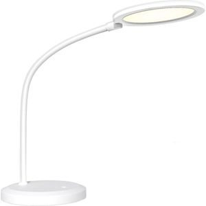 LED Bureaulamp - Tafelverlichting - Aigi Priton - 7W - Natuurlijk Wit 4000K - Dimbaar - Rond - Mat Wit - Kunststof