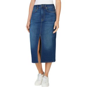 Pepe Jeans - PL9011865FB - Midi Rok - Blauw - Casual - Katoen - Denim