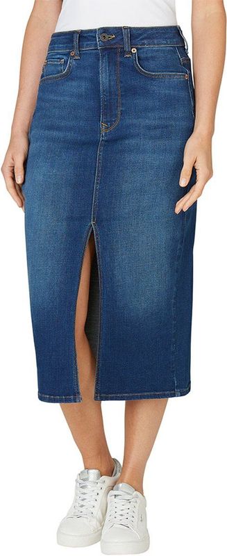 Pepe Jeans - PL9011865FB - Midi Rok - Blauw - Casual - Katoen - Denim