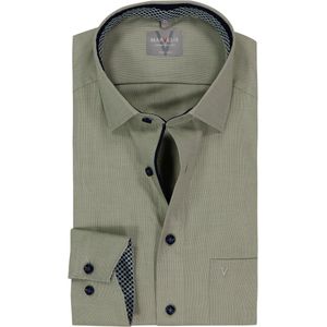 MARVELIS comfort fit overhemd - twill - olijfgroen - Strijkvrij - Boordmaat: 43