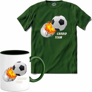 Carbid bus voetbal schieten | oud en nieuw melkbus vuurwerk - T-Shirt met mok - Unisex - Bottle Groen - Maat L