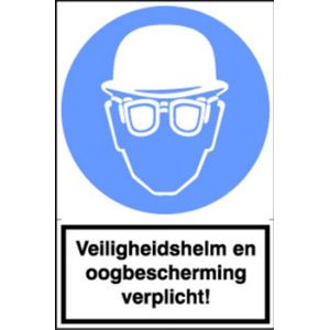 Artelli Sticker Veiligheids helm en oogbescherming verplicht!