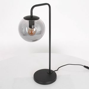 Tafellamp Bollique | 1 lichts | zwart met smoke glas | woonkamer / tafel / kast / dressoir | glazen bol | landelijk / modern / design lamp