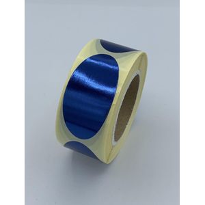 Blauwe Sluitsticker - 250 Stuks - ovaal 25x50mm - hoogglans - metallic - sluitzegel - sluitetiket - chique inpakken - cadeau - gift - trouwkaart - geboortekaart - kerst