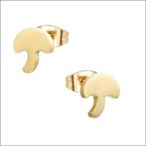 Aramat jewels ® - Zweerknopjes oorbellen paddenstoel goudkleurig chirurgisch staal 10mm