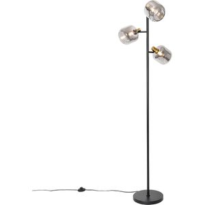 QAZQA zuzanna - Moderne Vloerlamp | Staande Lamp - 3 lichts - H 160 cm - Zwart Goud - Woonkamer | Slaapkamer | Keuken