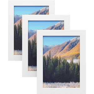 Set of 3 Picture Frames 13 x 18 cm Collage Photo Frame with Glass Panel Frame Width 2 cm MDF White RPF33WT