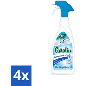 Carolin - Badkamerreiniger - Anti-Kalk Spray - Met Azijn - 650 ml - Voordeelverpakking - 4 stuks