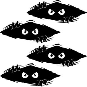 4 stuks grappige 3D Peeking Monster autostickers - waterdicht - zwart .
