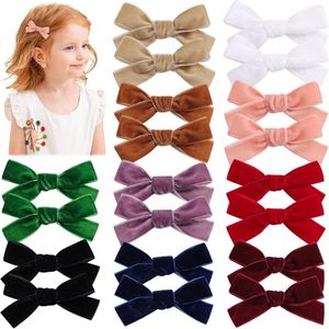 20 stuks fluwelen haarspelden met strik haaraccessoires voor baby en kinderen - Meerkleurig