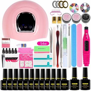 NAXSIR Gel & Gelnagellak Set – UV/LED Nagellamp (18LED/36LED/54W) – All-in-One Tools – Voor Beginners & Profis