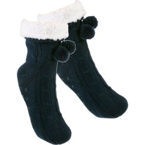 Apollo Fleece huissokken/slofsokken - kinderen - blauw - warme voering - comfortabel - gebereid