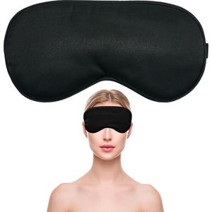Crynuo Oogmasker - Slaapmasker - Zijde effen crêpe-satijn - zwart