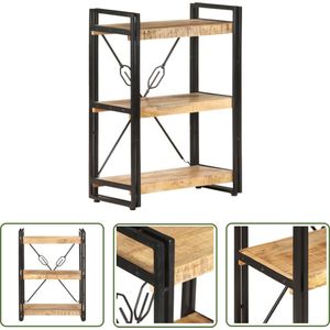 The Living Store Boekenkast met 3 schappen 60x30x80 cm massief mangohout - Boekenkast - Industrieel - Mangohout - Vintage - Bibliotheek