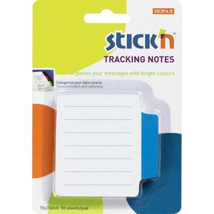 Stick'n Bladwijzer - Bookmark - sticky notes, 70x70mm, gelijnd, 50 blauw index tabs