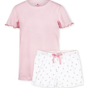 Little Label - zomer pyjama dames - wit bloemetjes - XS / 34-36 - extra zachte bio-katoen
