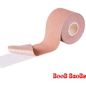 Boob Boobs Boobtape - Boob Tape- Fashion tape- versteviging tape - 5 meter XL - Latte + tepel cover pets 6 stuks