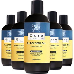 Black Seed Oil 5x100ml | 100% Puur & Onbewerkt | Food Grade | Zwartzaadolie | Zwarte Zaad Olie | Zwarte Komijnolie | Nigella Sativa Olie