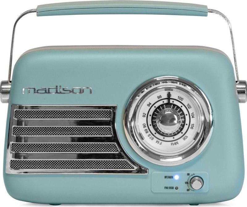 FREESOUND - FREESOUND-VR40BLU-MAT - Vintage Radio - Mat Blauw - Bluetooth, USB, FM