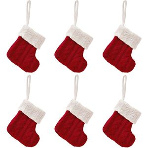 6 Pcs Gepersonaliseerde Kerstkousen - Gebreide Kerstkousen van 4.1 Inch voor Kerstfeest Decoratie