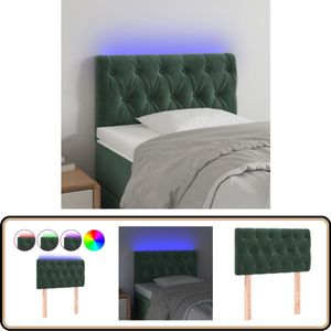 vidaXL Hoofdbord LED 80x7x78/88 cm - Fluweel - Donkergroen Hoofddekbed - Led Headboard - Velvet Headboard - Donkere Groene Hoofdbekleding - Slaap Accessoires