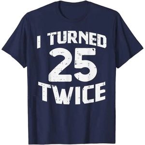Mannen Vrouwen T-shirt - Vijftig 50 Jaar Oud - Verjaardag Feestje - Abraham - 50th Verjaardag - Maat M - Funny Cotton Tops Grappig T Shirt - Donker blauw t-shirt