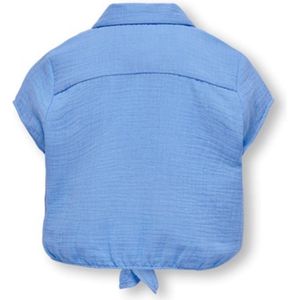 ONLY KOGTHYRA CAPSLEEVE KNOT SHIRT WVN Meisjes Blouse - Blissful Blue - Maat 152