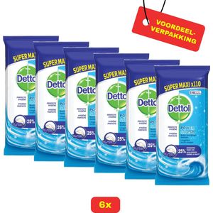 6 x Dettol Power & Fresh Ocean schoonmaakdoekjes 110 stuks - Voordeelverpakking!