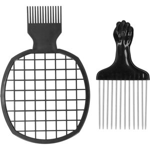 Hair Pick Comb Set, 2 Pcs Fist Wide Teeth Afro Twist Comb African Hairstyle DIY Afro Hair Coil Pick Comb Barber Tool for Dense Curly Long Hair
